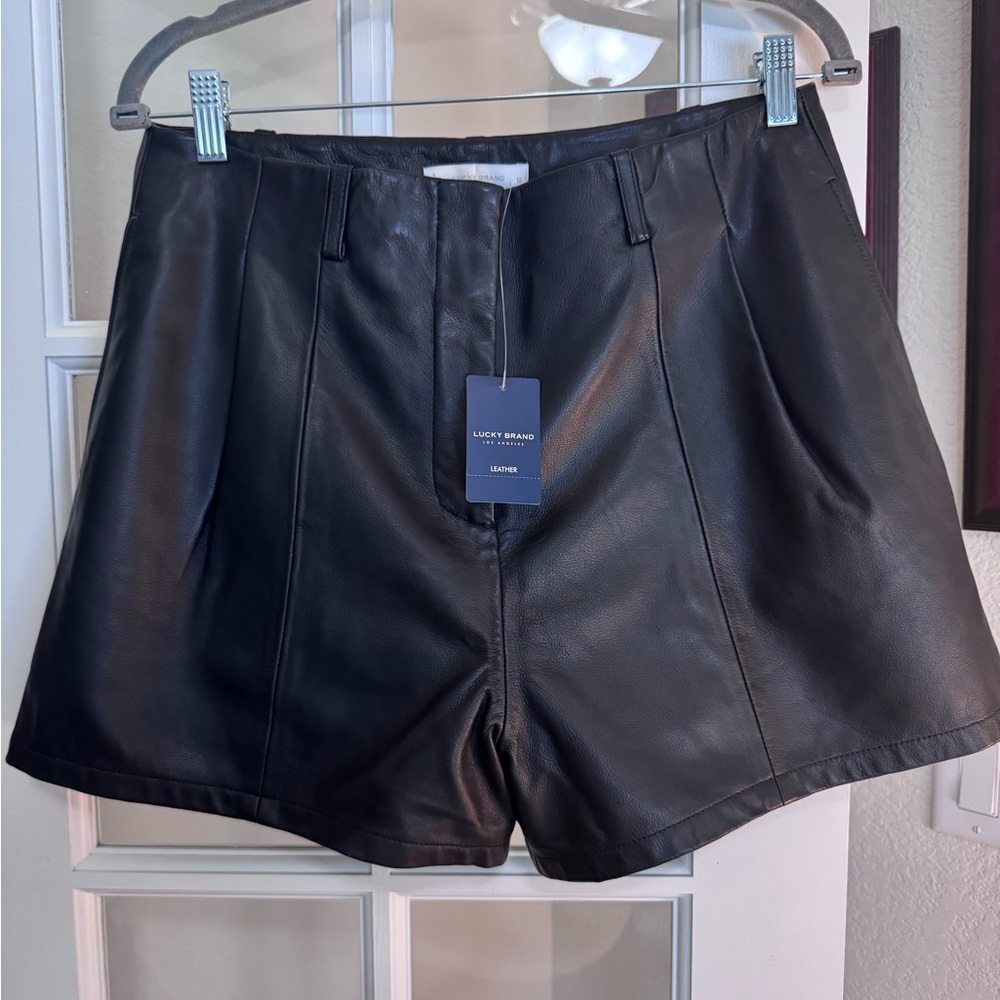 NWT Lucky Brand Women's Black Leather Shorts Size 12